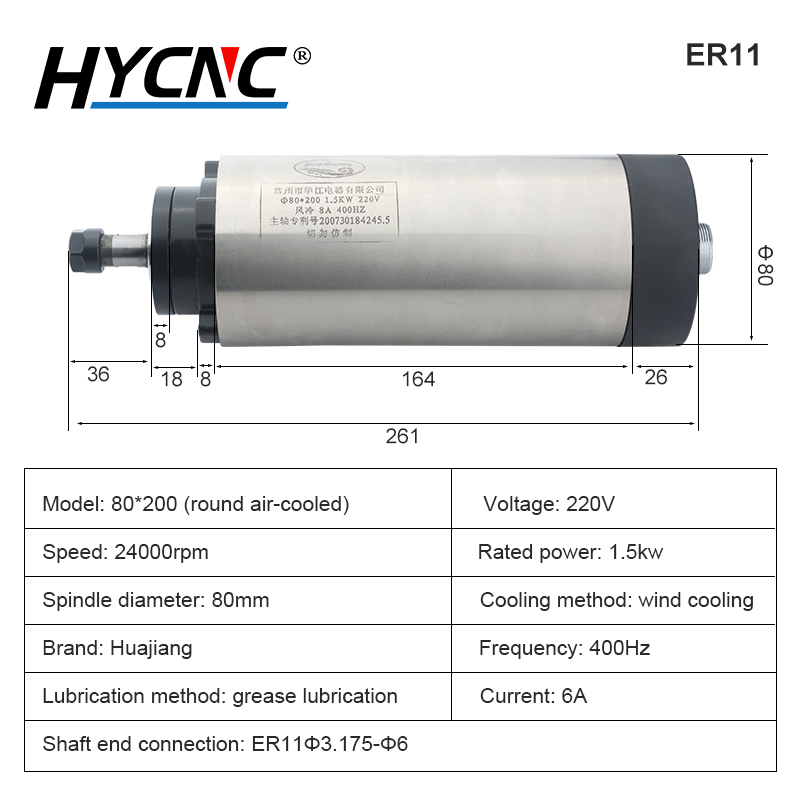 Fuso de fresagem CNC 1,5KW 220 - Cnc Spindle Motor avaliação e preço